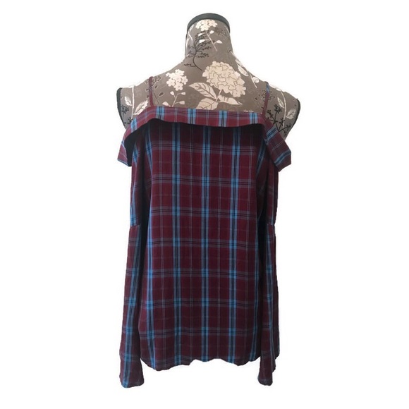 NWOT LOFT gingham shirt with shoulder cutouts - Picture 2 of 4